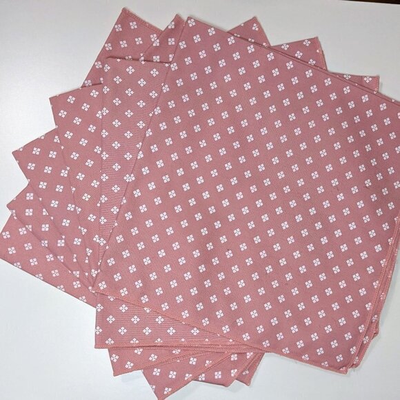 Vintage Pink Polka Dot Diamond Cloth Napkin Set (x6) - Picture 2 of 6